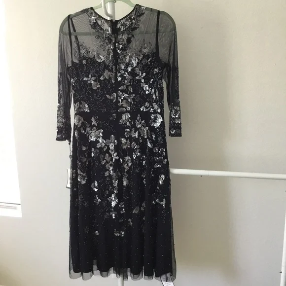 Adrianna Papell Beaded cocktail mesh dress NWT - Picture 2 of 8